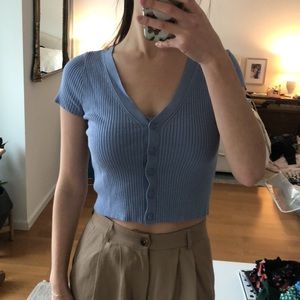 Periwinkle Abercrombie Knit cardigan set, size XS